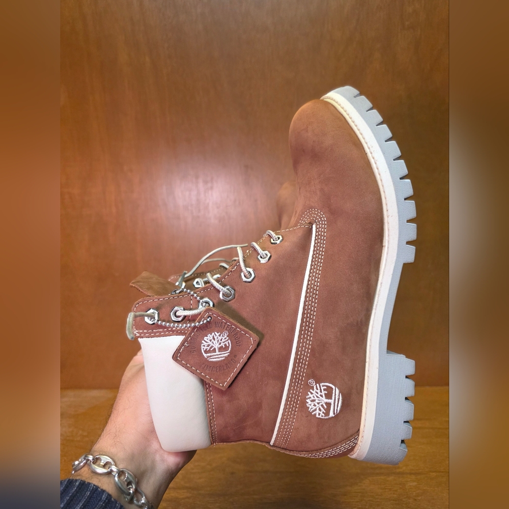 VINTAGE MADE IN USA TIMBERLAND BOOTS 6" PREMIUM AMERICAN CRAFT 11 Cinnamon Cream - Picture 14 of 15